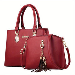 Tote Satchel Bag Sets Solid Handbags All Match Classic Bags For Work