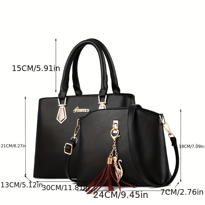 Tote Satchel Bag Sets Solid Handbags All Match Classic Bags For Work