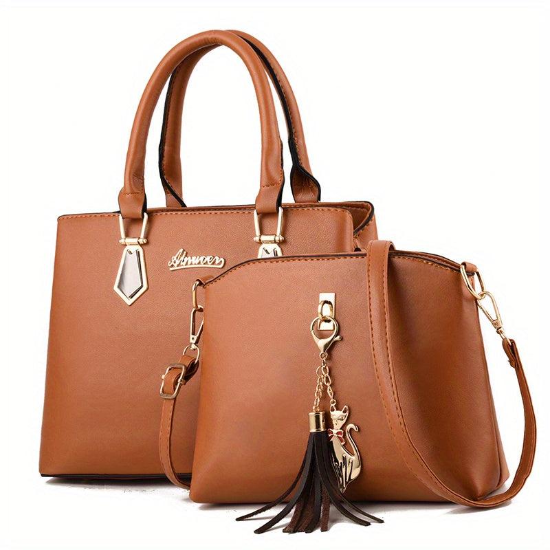 Tote Satchel Bag Sets Solid Handbags All Match Classic Bags For Work