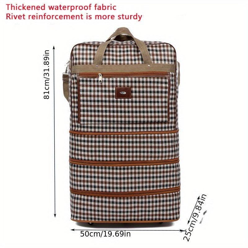 Expandable XL Travel Duffel Bag, Wheels, Lightweight, Foldable, Quilt Storage