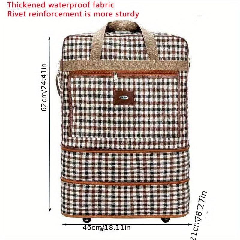 Expandable XL Travel Duffel Bag, Wheels, Lightweight, Foldable, Quilt Storage