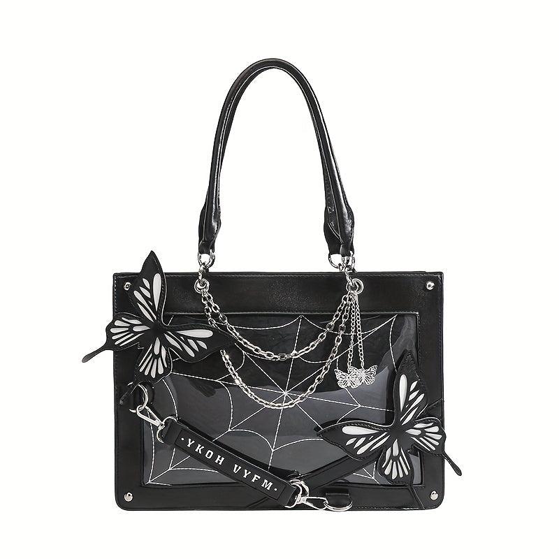 Gothic Butterfly Deco Tote Bag Y2K Punk Crossbody Bag