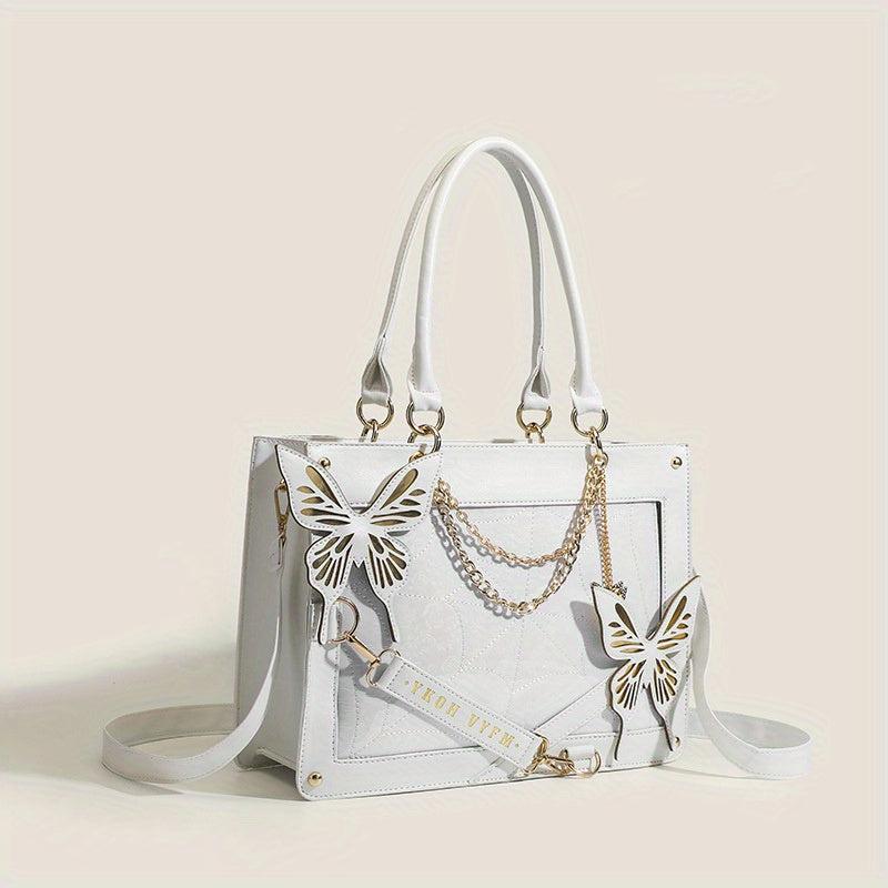 Gothic Butterfly Deco Tote Bag Y2K Punk Crossbody Bag
