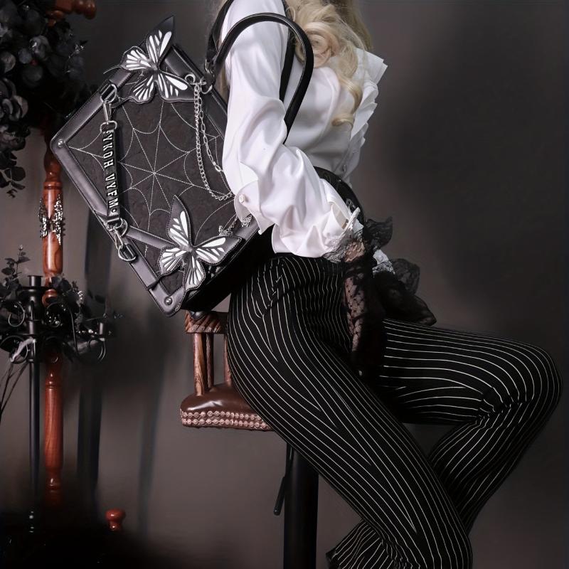 Gothic Butterfly Deco Tote Bag Y2K Punk Crossbody Bag