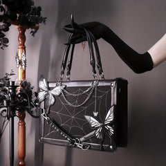 Gothic Butterfly Deco Tote Bag Y2K Punk Crossbody Bag