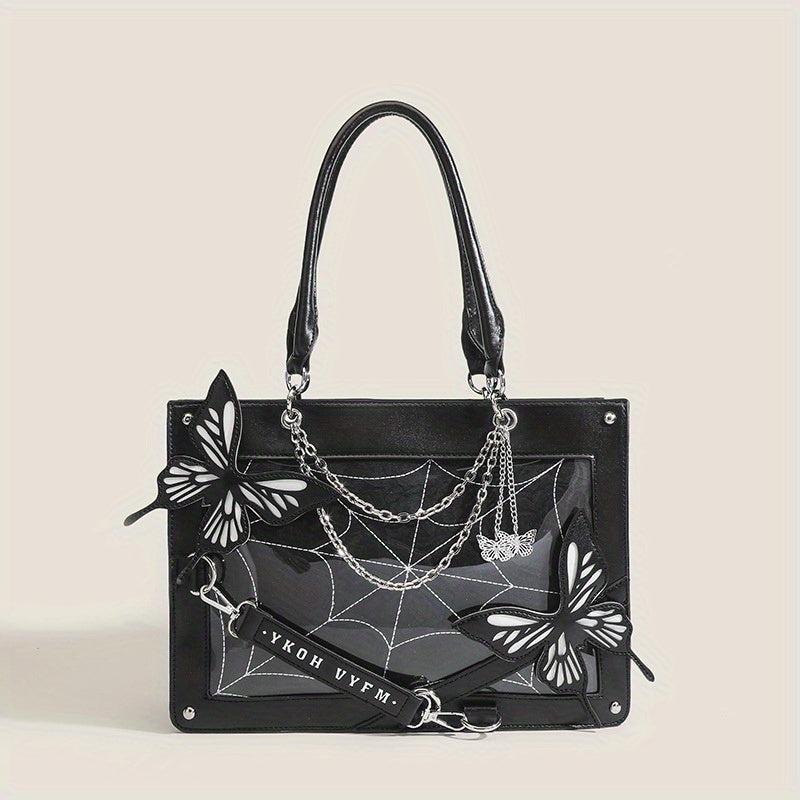 Gothic Butterfly Deco Tote Bag Y2K Punk Crossbody Bag