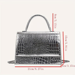 Crocodile Embossed Shoulder Bag Square Satchel Crossbody Bag