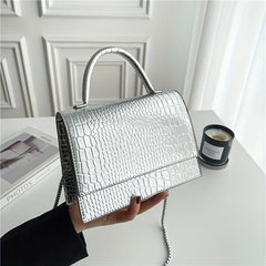 Crocodile Embossed Shoulder Bag Square Satchel Crossbody Bag