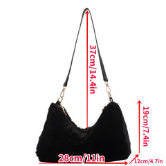 Y2K Fluffy Crescent Hobo Bag Furry Shoulder Bag Women's Plush Handbag & Purse