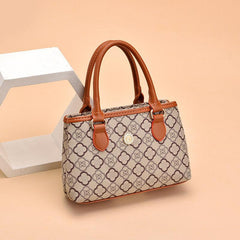 Geometric Pattern Handbag Colorblock Satchel Bag For Work