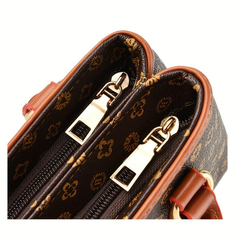 Geometric Pattern Handbag Colorblock Satchel Bag For Work