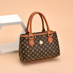 Geometric Pattern Handbag Colorblock Satchel Bag For Work