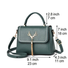 Tassel Decor Shoulder Bag Faux Leather Top Handle Purse 9.7 Inch