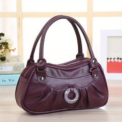 Vintage Solid Satchel Bag Zipper Handbag Work Multifunctional Storage