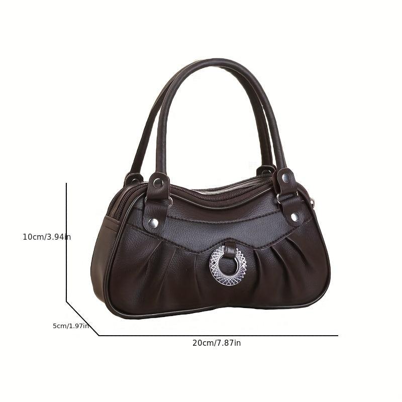 Vintage Solid Satchel Bag Zipper Handbag Work Multifunctional Storage