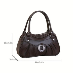 Vintage Solid Satchel Bag Zipper Handbag Work Multifunctional Storage