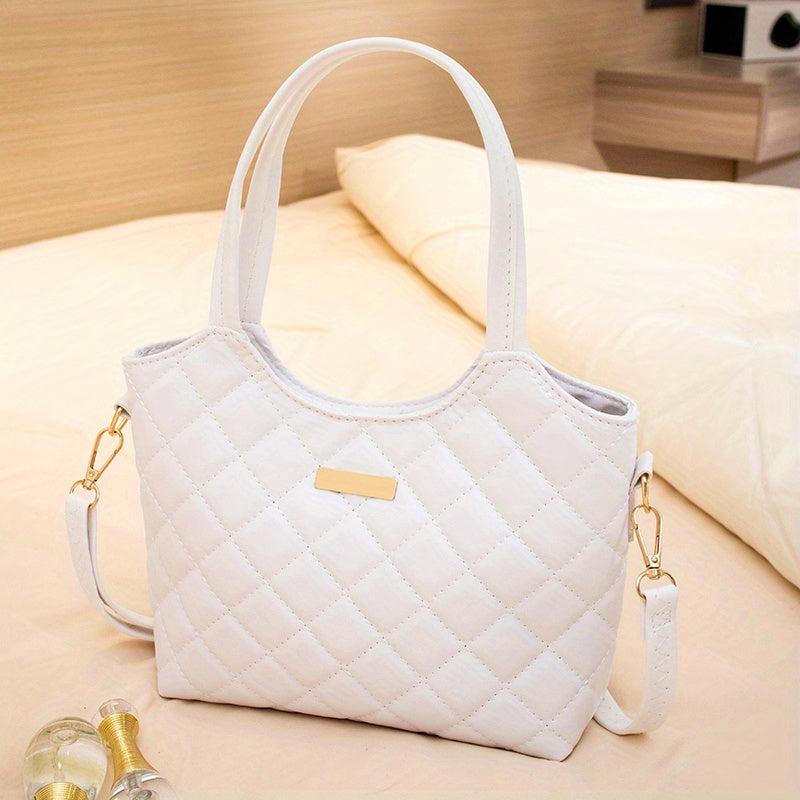 Casual Minimalist Argyle Pattern Handbag Solid Satchel Bag