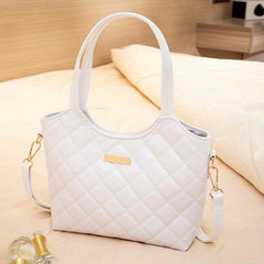 Casual Minimalist Argyle Pattern Handbag Solid Satchel Bag