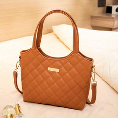 Casual Minimalist Argyle Pattern Handbag Solid Satchel Bag
