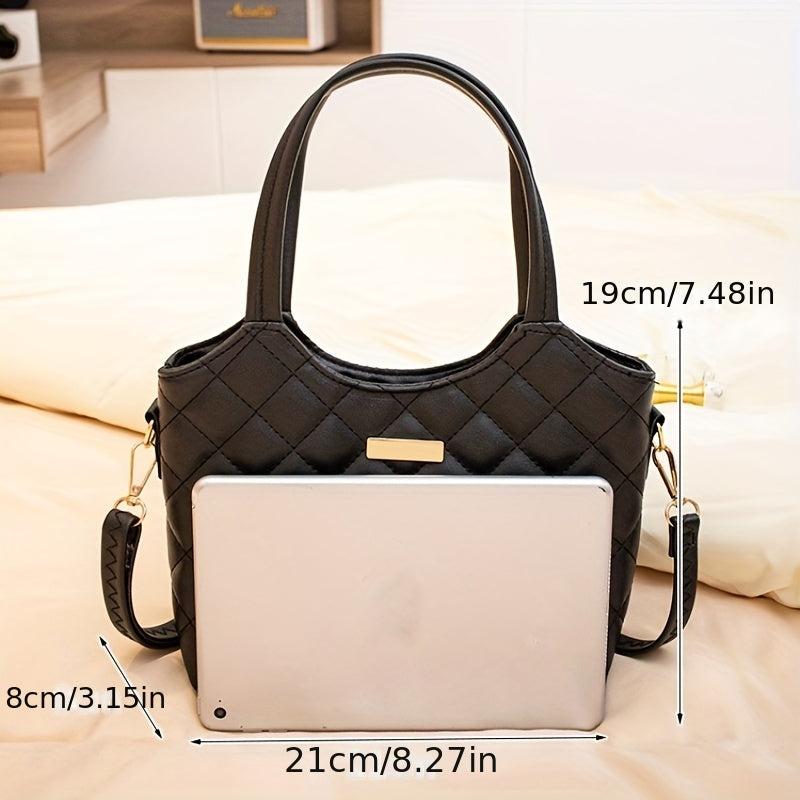 Casual Minimalist Argyle Pattern Handbag Solid Satchel Bag