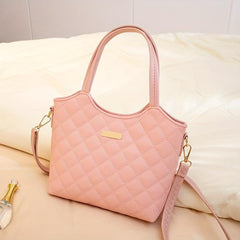 Casual Minimalist Argyle Pattern Handbag Solid Satchel Bag