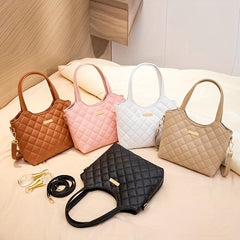 Casual Minimalist Argyle Pattern Handbag Solid Satchel Bag