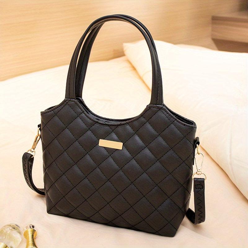 Casual Minimalist Argyle Pattern Handbag Solid Satchel Bag