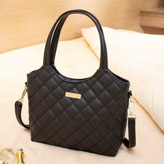 Casual Minimalist Argyle Pattern Handbag Solid Satchel Bag