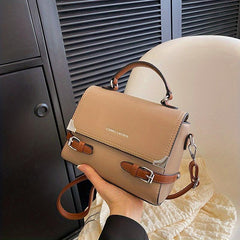 Crossbody Satchel Flap Bag PU Leather Textured Classic Shoulder Bag