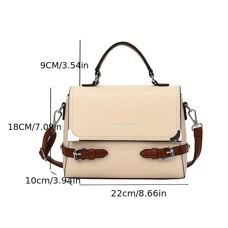 Crossbody Satchel Flap Bag PU Leather Textured Classic Shoulder Bag
