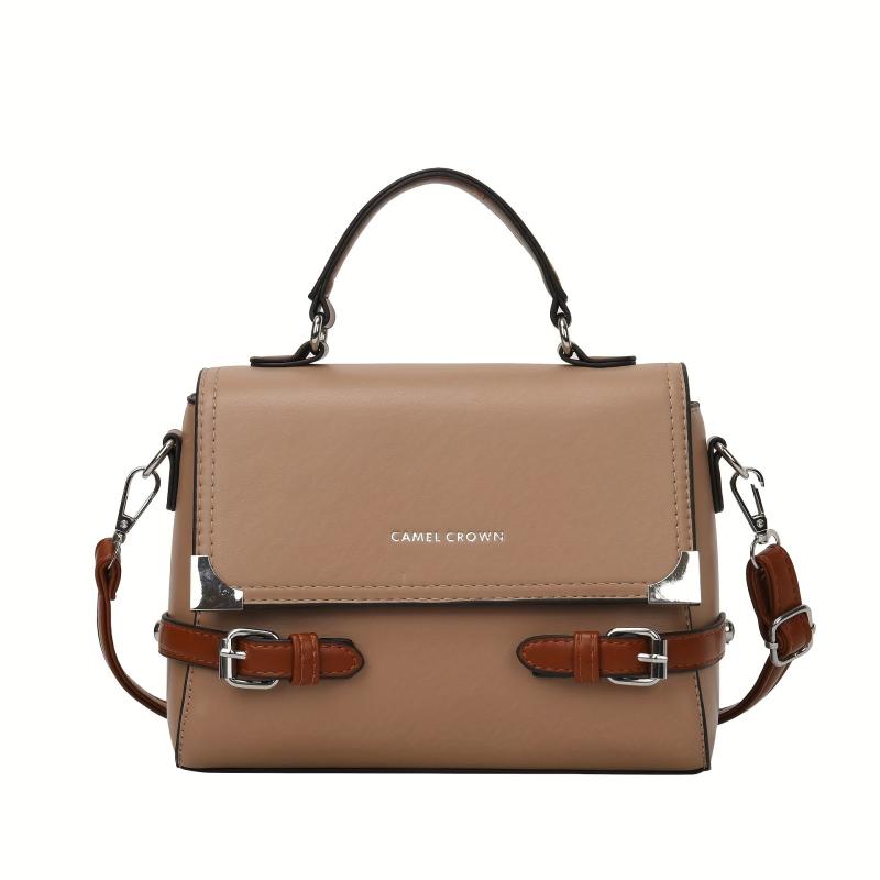 Crossbody Satchel Flap Bag PU Leather Textured Classic Shoulder Bag