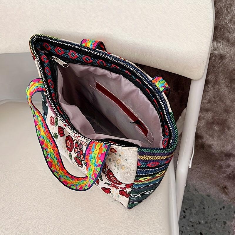 Ethnic Style Owl Embroidered Canvas Tote Bag