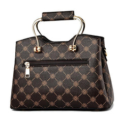 Geometric Pattern Vintage Shoulder Bag with Bag Charm