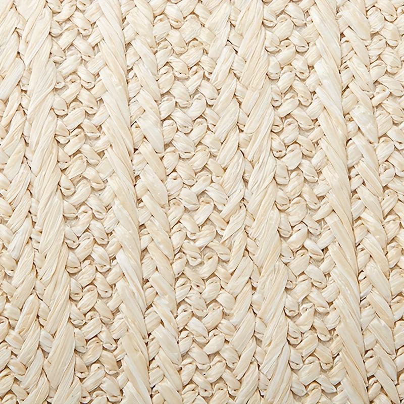 Straw Shoulder Bag with Zipper Pouch French Girl Holiday Style