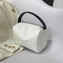 Portable Cosmetic Bag Contrast Storage Handbag Faux Leather Travel Toiletry Bag