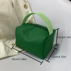 Portable Cosmetic Bag Contrast Storage Handbag Faux Leather Travel Toiletry Bag