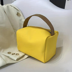 Portable Cosmetic Bag Contrast Storage Handbag Faux Leather Travel Toiletry Bag