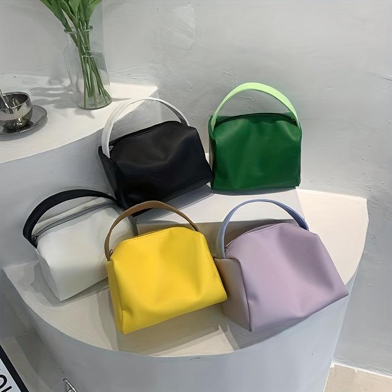 Portable Cosmetic Bag Contrast Storage Handbag Faux Leather Travel Toiletry Bag