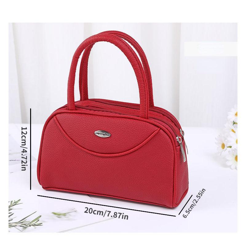 Minimalist Solid Boston Satchel Bag Zipper Handbag