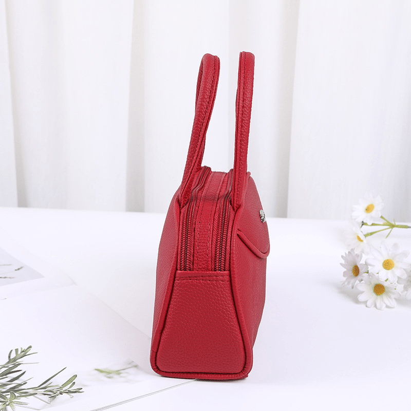 Minimalist Solid Boston Satchel Bag Zipper Handbag