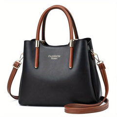 Textured PU Leather Tote Satchel - Shoulder Bag
