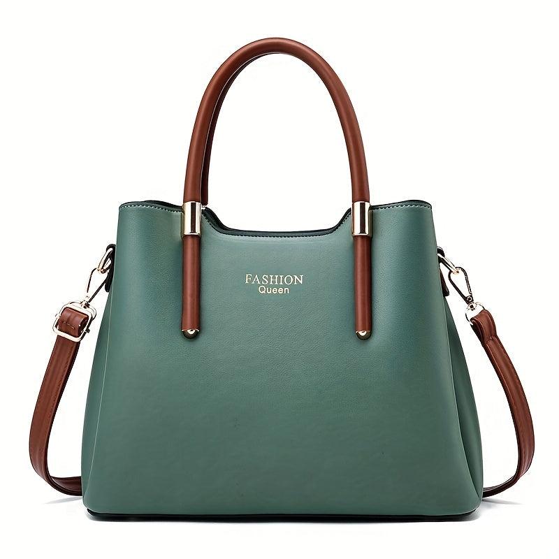 Textured PU Leather Tote Satchel - Shoulder Bag