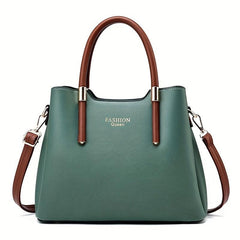 Textured PU Leather Tote Satchel - Shoulder Bag