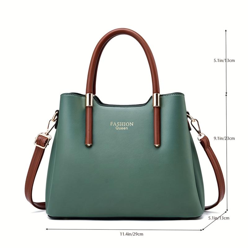 Textured PU Leather Tote Satchel - Shoulder Bag