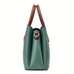Textured PU Leather Tote Satchel - Shoulder Bag