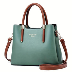 Textured PU Leather Tote Satchel - Shoulder Bag