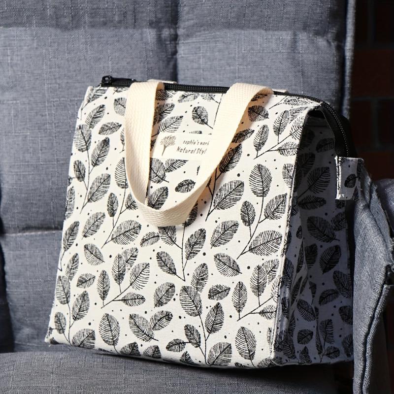 Leaves Pattern Lunch Box Bag Insulated Travel Bag