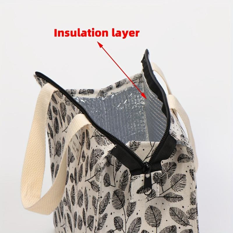 Leaves Pattern Lunch Box Bag Insulated Travel Bag