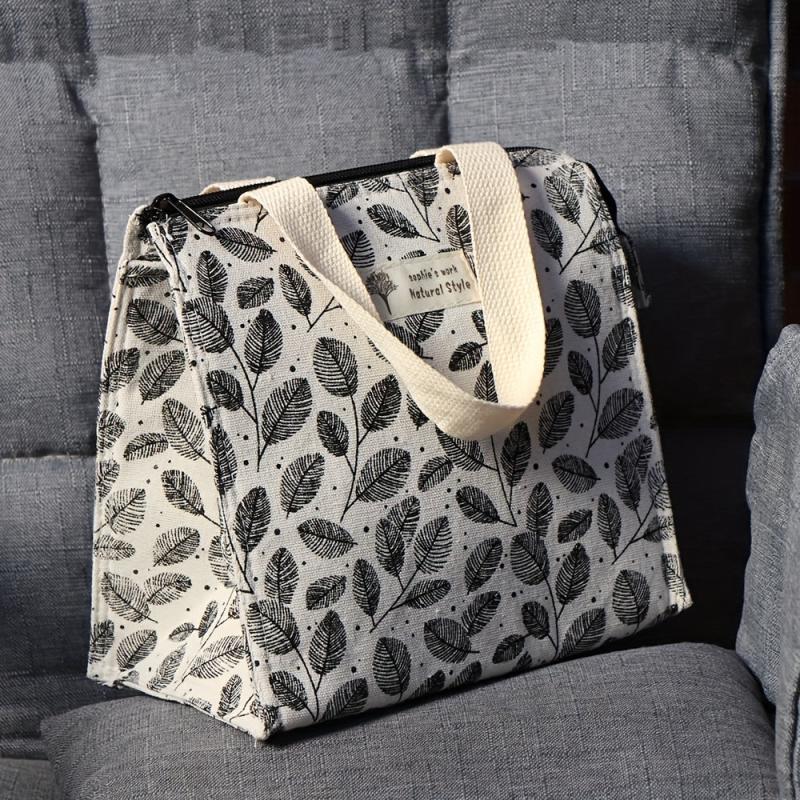 Leaves Pattern Lunch Box Bag Insulated Travel Bag