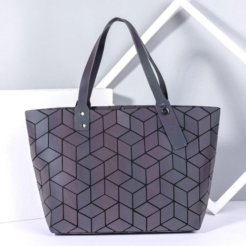 Geometric Holographic Handbag Large Capacity Tote Bag Reflective Folded